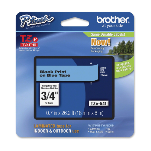 BROTHER TZE541 NASTRO LAMINATO 18MMx8MT COLORE BLU STAMPA NERO